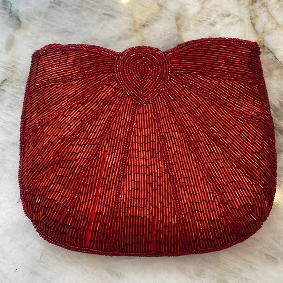 Vintage Red Beaded Purse - Picture 1 of 7